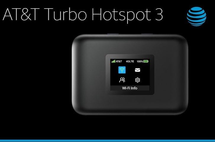 AT&T Turbo Hotspot 3: 256 MB, Black - Prepaid Hotspot, Connects Up to 16 Devices, Dual Band Wi-Fi, Long Lasting Battery