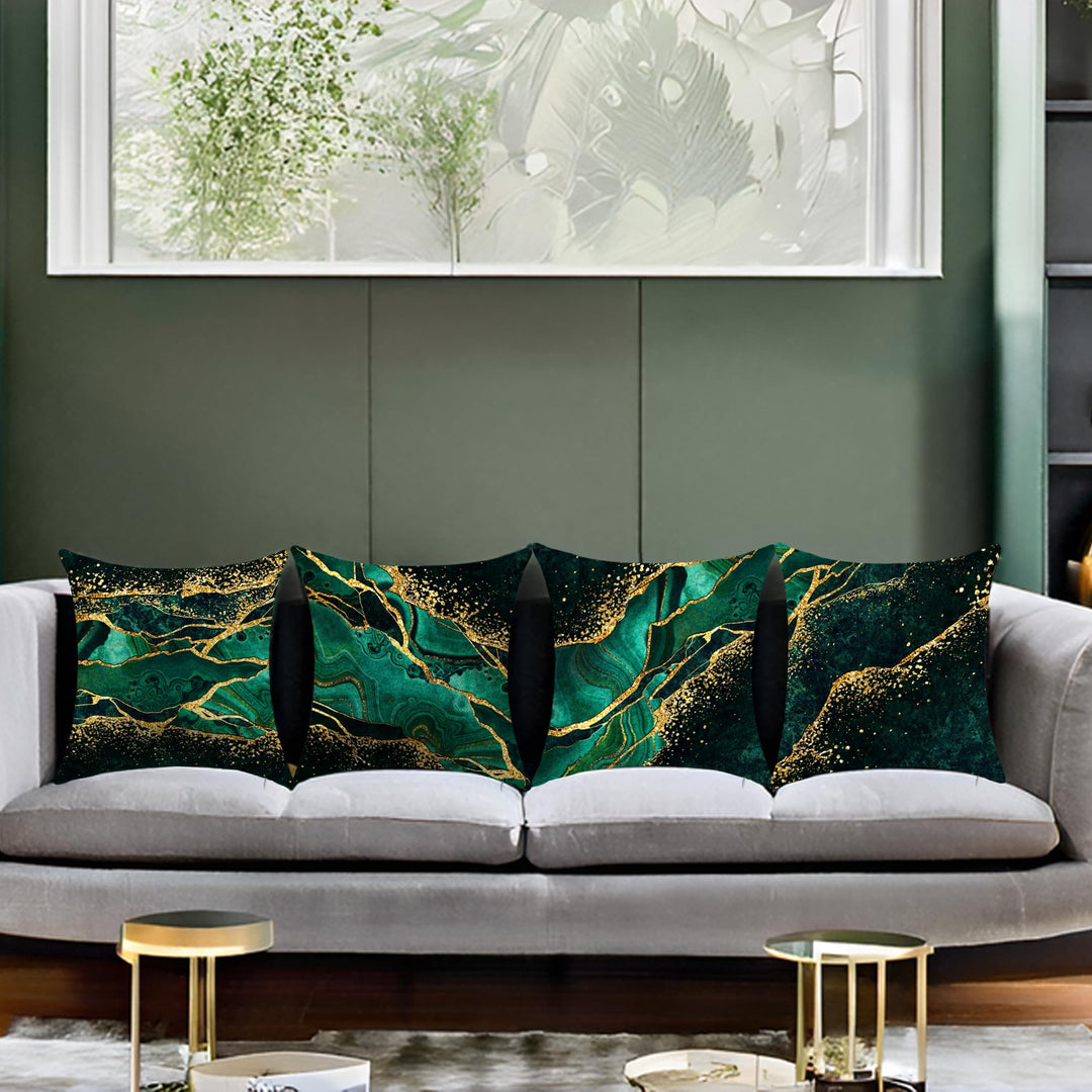 YAJTJX Marble Texture Sofa Throw Pillow Covers Blue Gray and Gold Decorative Pillow Covers 18x18 lnch Set of 4 Home Decor Living Room Sofa Couch Bed Cushion Cover Pillowcase
