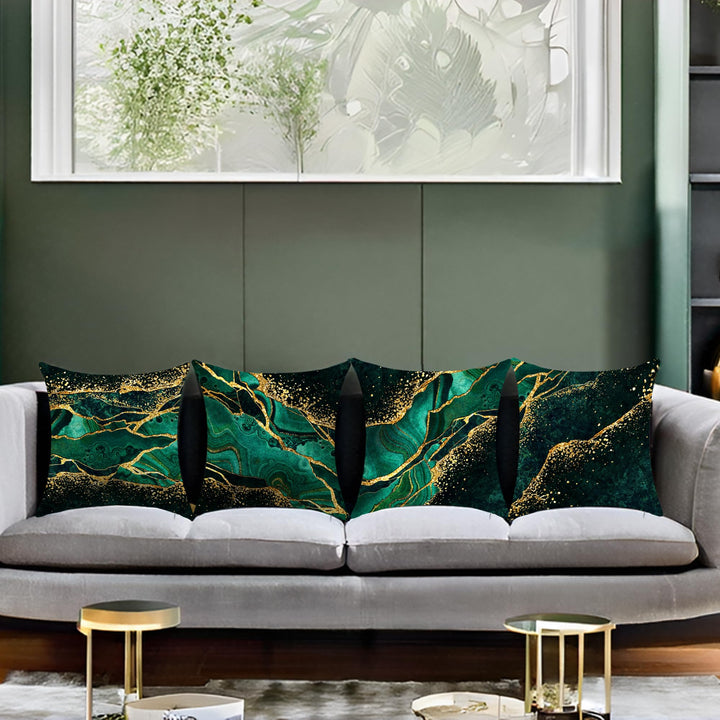 YAJTJX Marble Texture Sofa Throw Pillow Covers Blue Gray and Gold Decorative Pillow Covers 18x18 lnch Set of 4 Home Decor Living Room Sofa Couch Bed Cushion Cover Pillowcase