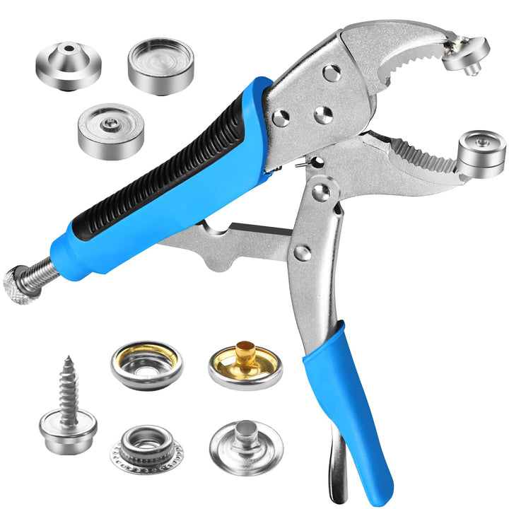 Generic Heavy Duty Snap Fastener Tool with 30 Set Boat Cover Snaps, Adjustable Snap Button Tool for Replacement of Metal Snaps, snap Tool for Boat Covers, Canvas, Leather, Fabric, Sewing, blue