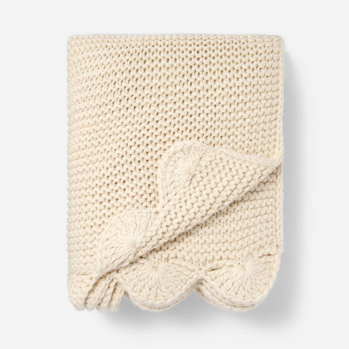 Knit Scalloped Edge Throw Blanket Cream - Thresholdâ„¢ Designed with Studio McGee