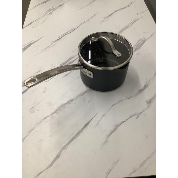 Kirkland Signature Saucepan - Non-stick, Tempered Glass Lid, Stainless Steel Handle, Dark Gray Retail $30.00
