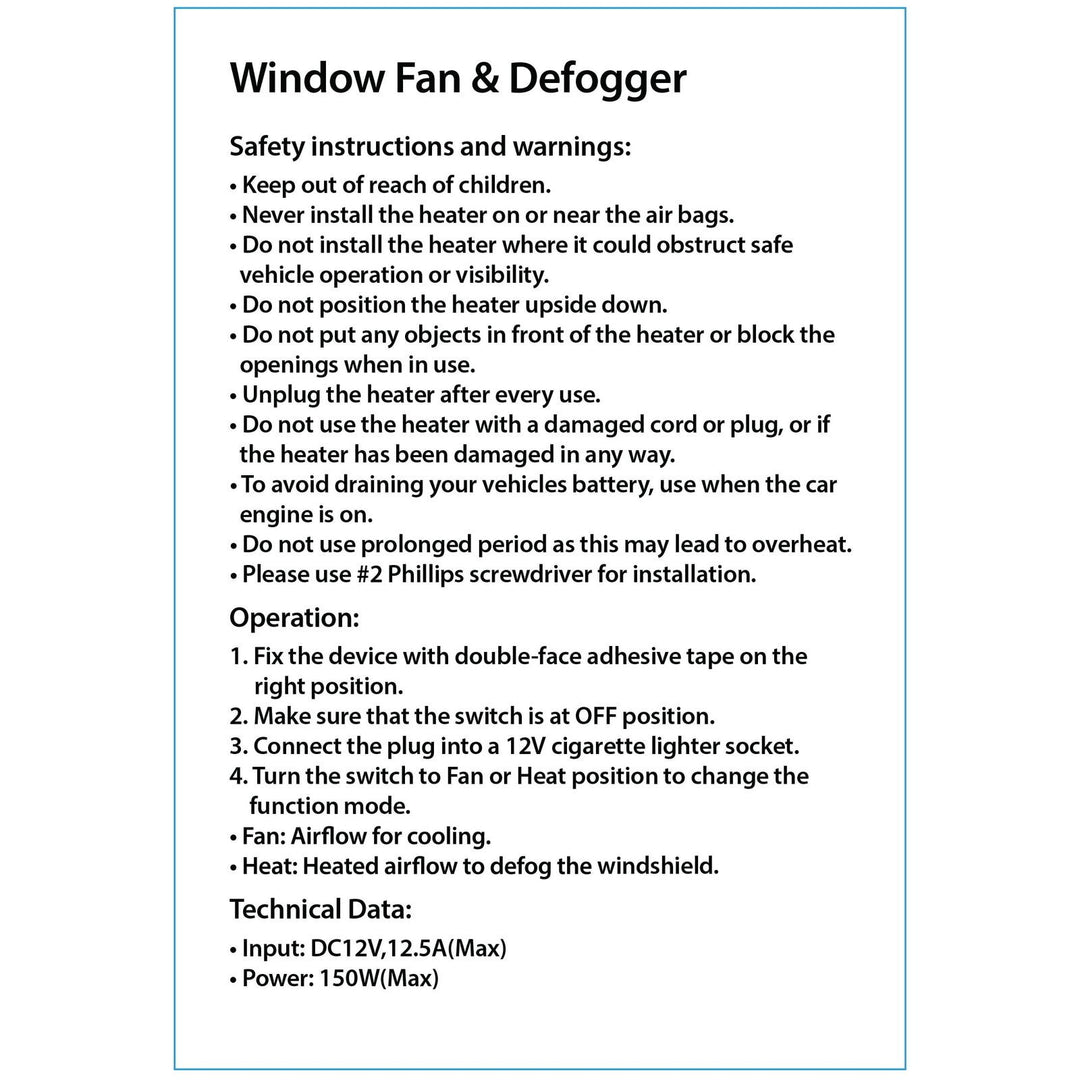 AutoDrive 12-Volt Window Fan and Defogger with Stand. Fits All Cars, Trucks, RV,