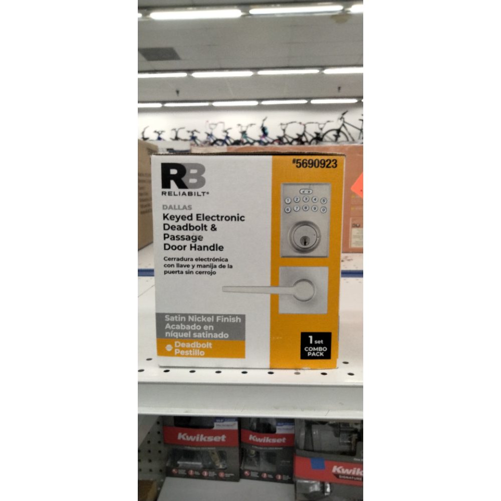 Reliablit Satin Nickel Electronic Deadbolt with Keypad & Passage Door Handle