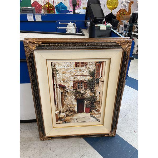 French Countryside Wall Art - Stone Courtyard Painting Retail $150.00
