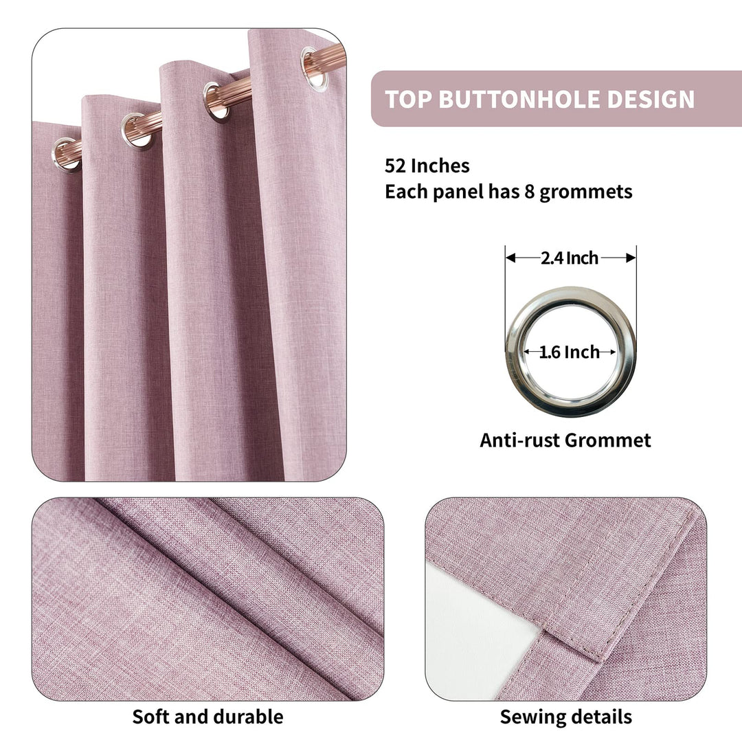 D E CURTAIN 100% Blackout Curtains for Bedroom, Full Room Darkening Curtains 96 inches for Quality Sleep Long 2 Panels(52 x 96 Inch,Light Purple Drapes)