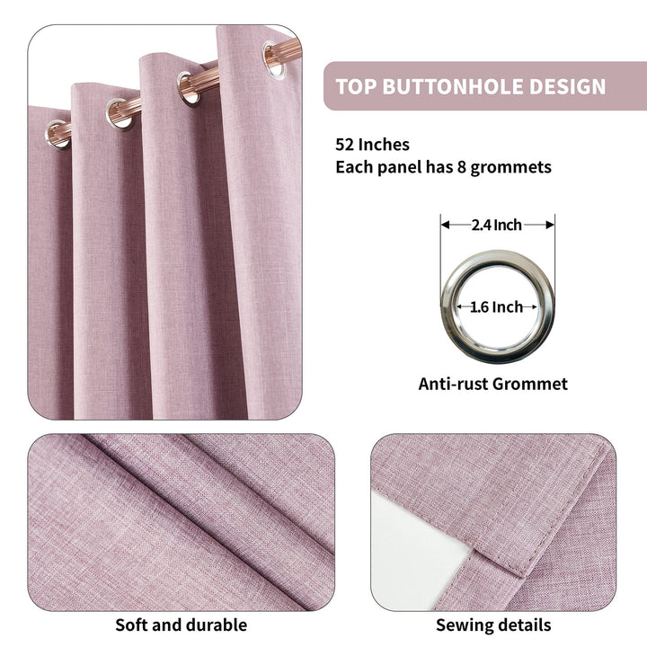 D E CURTAIN 100% Blackout Curtains for Bedroom, Full Room Darkening Curtains 96 inches for Quality Sleep Long 2 Panels(52 x 96 Inch,Light Purple Drapes)