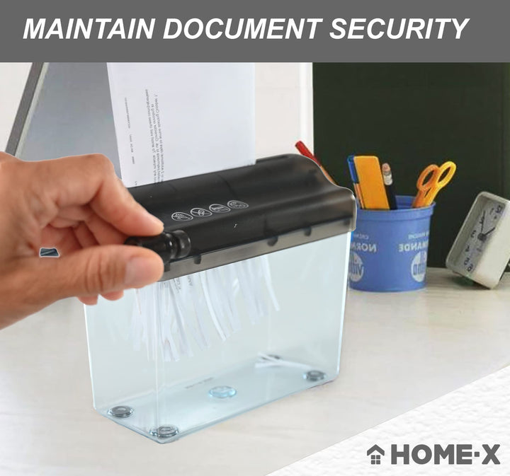 HOME-X Hand Crank Paper Document Shredder, Office and Teaching Supplies, Manual Shredder Documents Paper Cutting Tool Home Office Desktop Stationery-Black