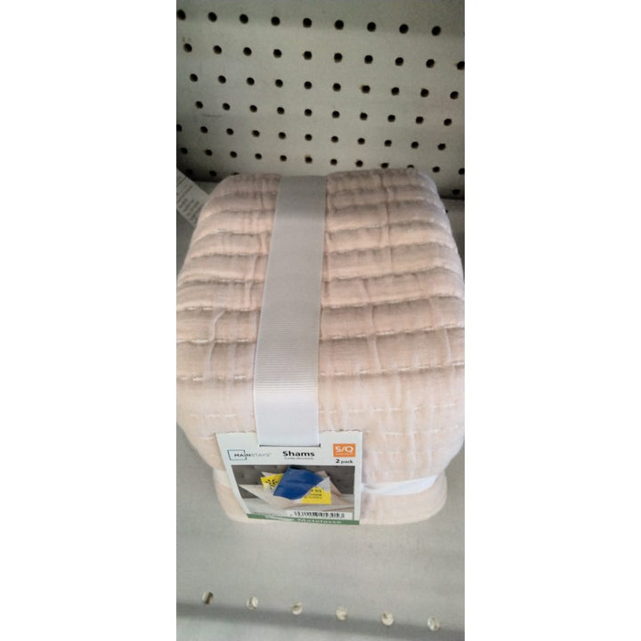 Mainstays Garment Wash Adult Matelasse 2 Piece Standard Queen Shams Set-Blush