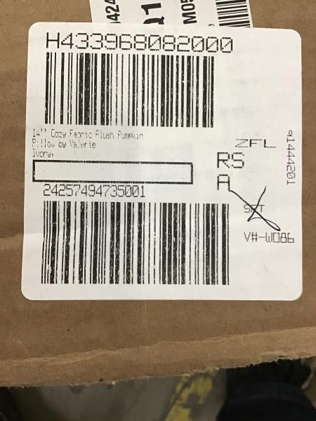 Valerie Parr Hill Cozy Fabric Plush Pumpkin - 14", Ivory Retail $25.00