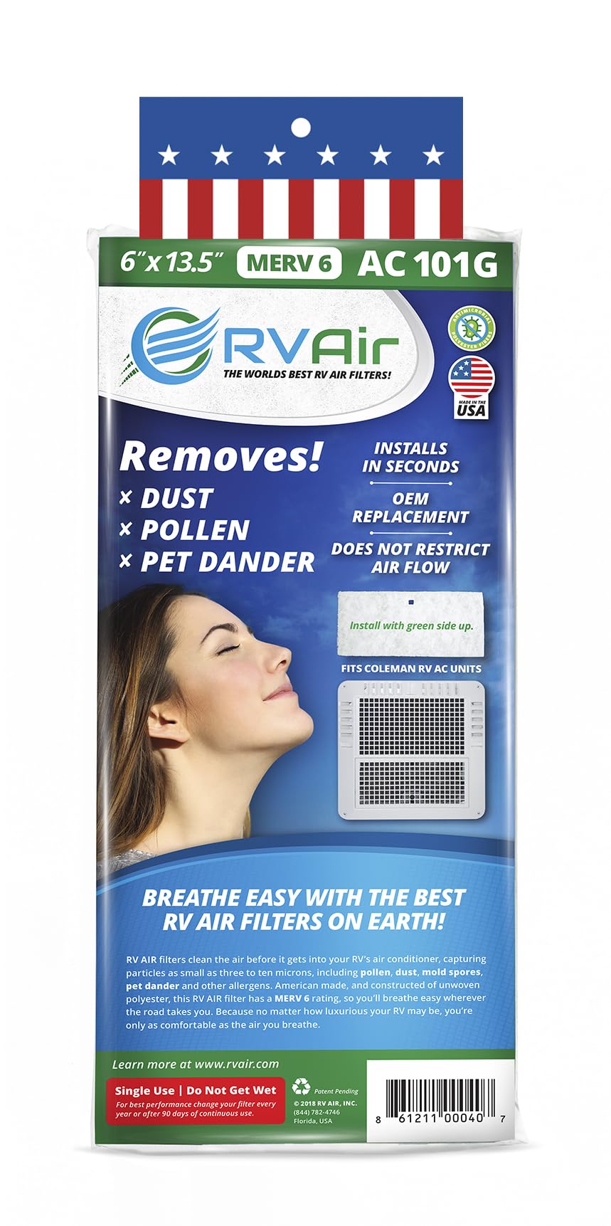 RV AC Filter - Air Conditioner Replacement - Travel Trailer Accessories - Air Cleaner for Camper - RV Vent - Easy To Install -13.75 x 7.375 x 0.75 in (1 Filter for AC 101G)