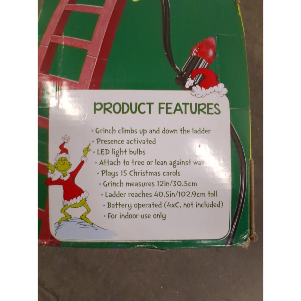 McChristmas Super Climbing Grinch - 40.5in Ladder, Animated Decor Retail $40.00