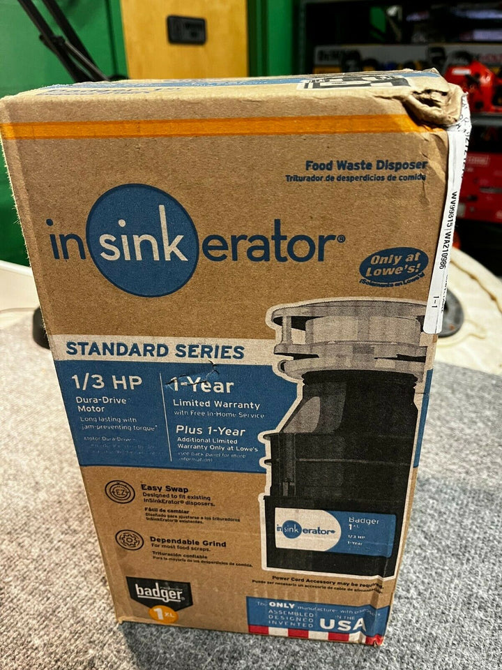 NEW InSinkErator Badger 1XL Garbage Disposal 1/3 HP Standard Series
