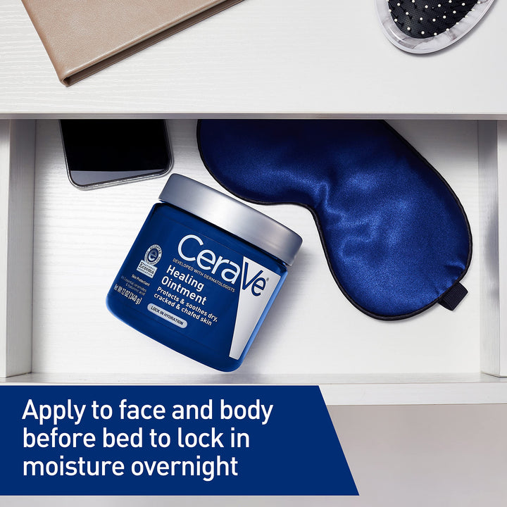 CeraVe Healing Ointment, Hydrating Skin Protectant With Petrolatum, Hyaluronic Acid & Ceramides, Face & Body Skin Barrier Repair For Cracked, Chafed, Dry Skin, Fragrance Free & Lanolin Free, 12 Oz Retail $19.00