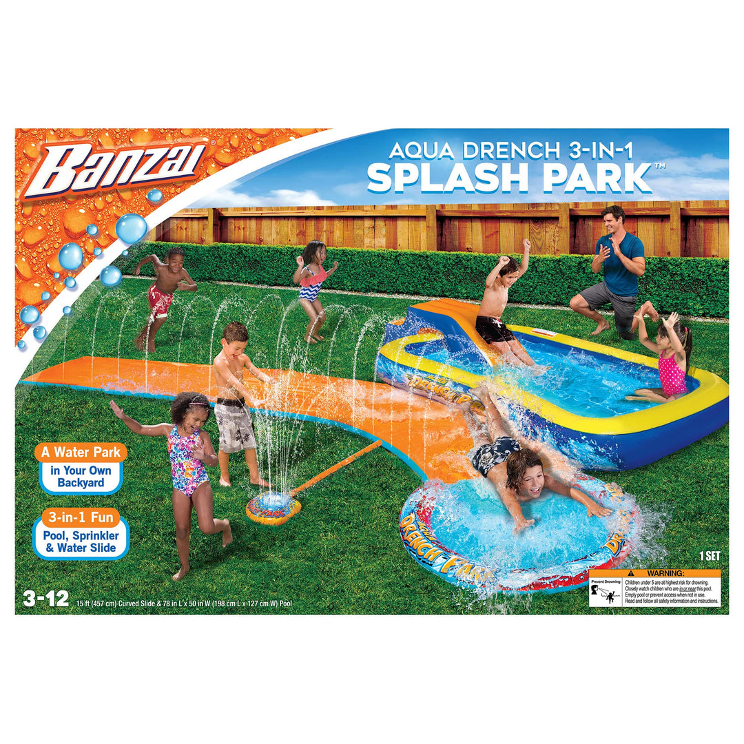 BANZAI Aqua Drench 3-in-1 Splash Park, Multi