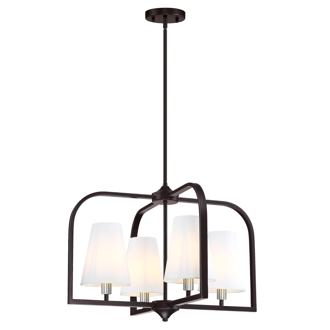 4 Light Modern Kitchen Island 23" Metal Pendant Light Off White Durm Shade Oil Rubbed Bronze Finish Pendant Lamp Farmhouse Hanging Light Fixture for Over Sink Living Room Dining Room Bedside