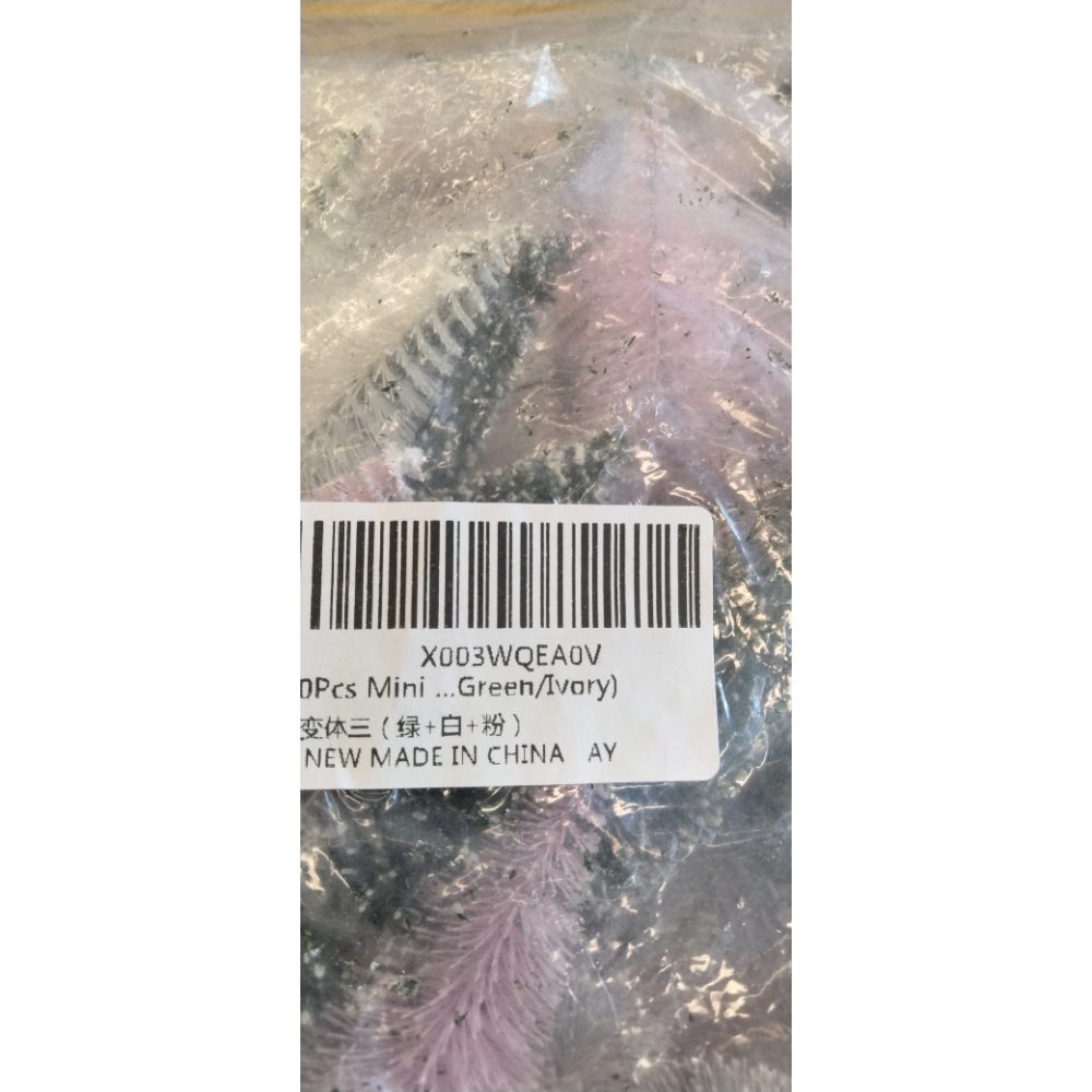 30Pcs Mini Christmas Tree Decor, Artificial Christmas Tree 5 Sizes,Mini Sisal Snow Frost Trees with Wooden Base for Christmas Decor Christmas Party Home Table Craft Decorations (Green/Ivory)