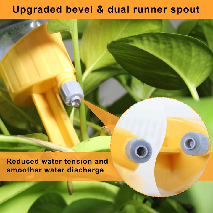 Ohayooz Updated Design Self Watering Spikes, Auto Plant Watering Devices with Adjustable Drip Valve, Bevel & Dual Runner Spouts Simple Self Watering Devices for Outdoor Indoor Garden Plants