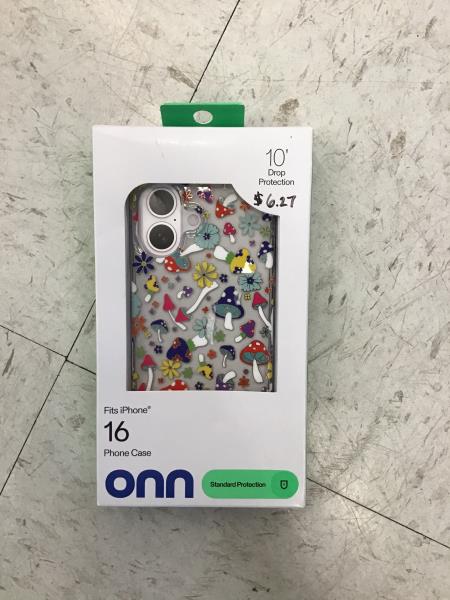 Onn iPhone 16 Phone Case - 10' Drop Protection, Mushroom & Floral Pattern Retail $6.00