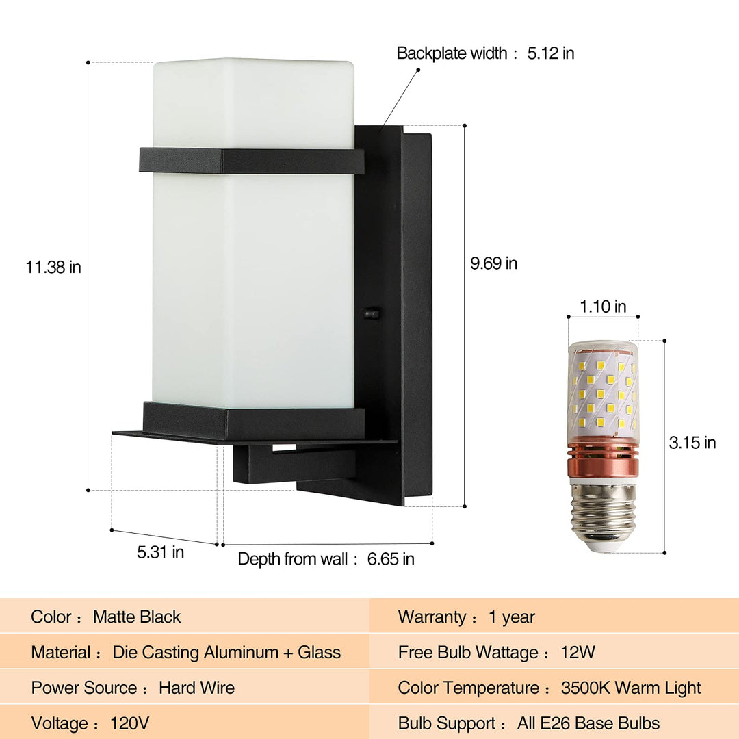 kanofoxim Vintage Outdoor Wall Lantern Fixture - Rustic Wall Mount Light Exterior Wall Sconce Lighting, Coach Light for Front Porch, Garage, Entryway with Water Glass Shade - Anti-Rust Wall Lamp