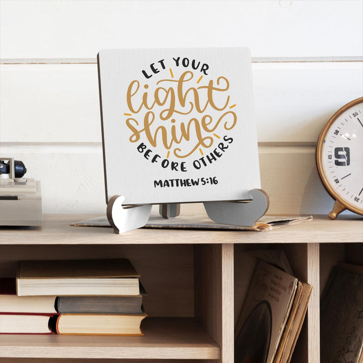 Bible Verse Table Desk Decor Inspirational Rustic Christian Wood Sign Plaque with Wooden Stand, Motivational Religious Positive Vintage Decor for Tabletop Desktop Shelf Shelves TV Cabinet Living Room