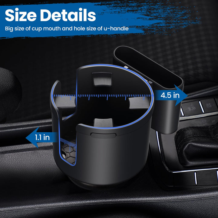 Devonszs Car Cup Holder Expander Adapter (Adjustable) with Phone Holder Holds Most Car Cup Holder and Phones, Compatible with Large 32/40 oz Bottles, Big Drinks, Mugs