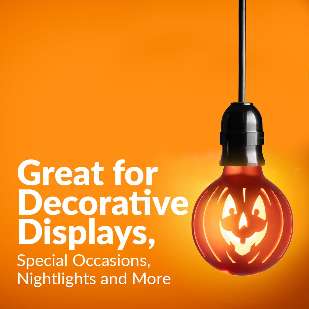 G25 LED Orange Halloween Light Bulbs - 3W 30 Watt Equivalent E26 Base Laser Halloween Bulb - DÃƒÂ©cor Orange LED Light Bulb - Party Decoration, Porch, Haunted House, Festivals Orange Light Bulbs