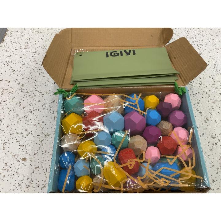 IGIVI Wooden Stacking Stones - 42 PCS, Large Stones, Educational Toy