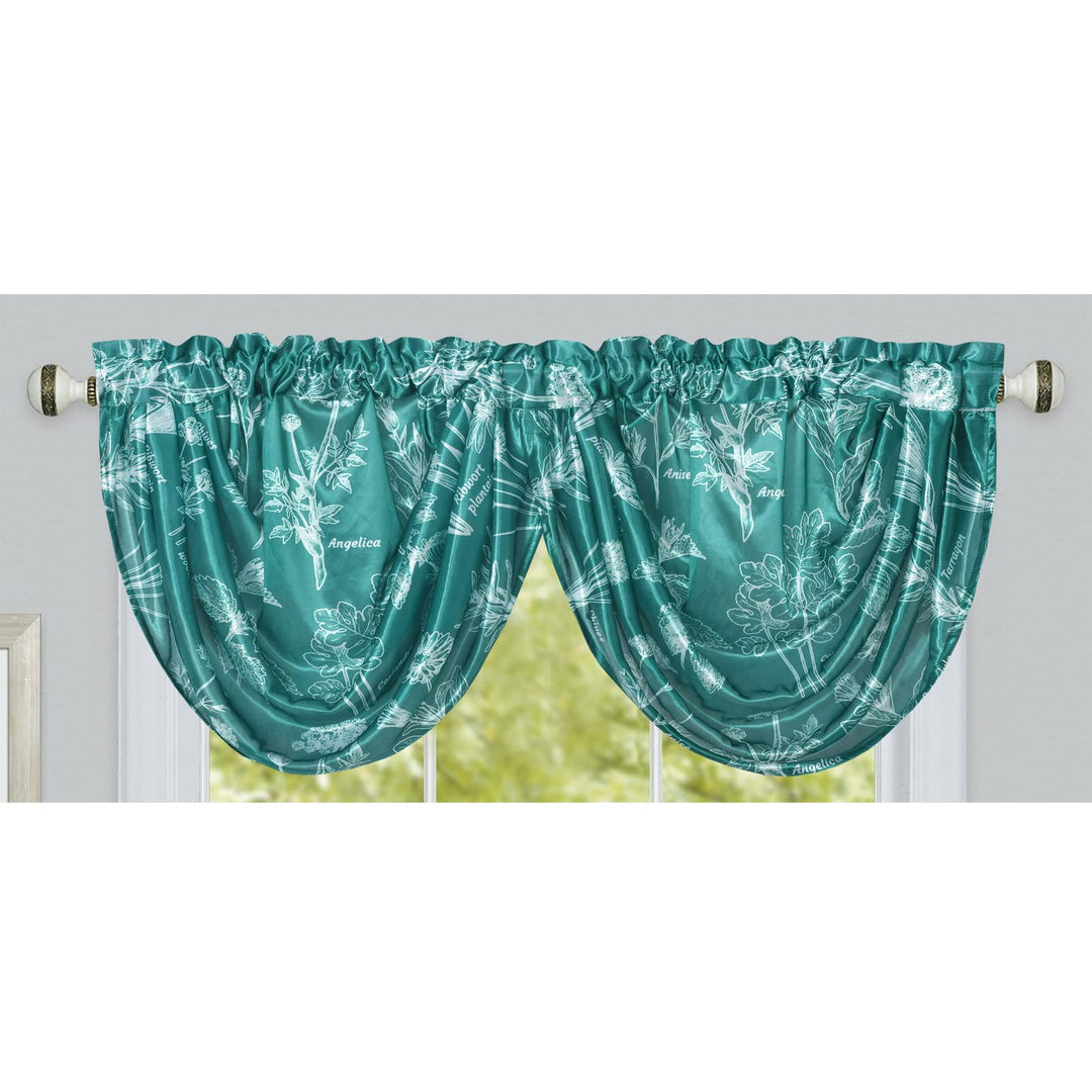 GOHD Vivian Grace Window Valance, 54 x 18, Farmhouse Elegant Taffeta Fabric with Beautiful Prints, Waterfall Valances for Windows, Purple