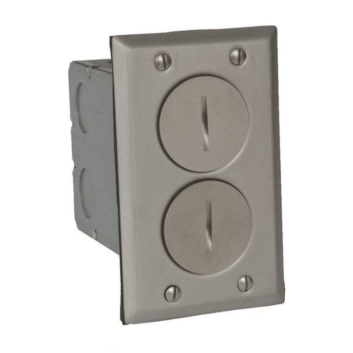 Raco 6500NI-5 Duplex Nickel 15 Amp Rectangular Floor Box Kit, Metallic Cover Plate