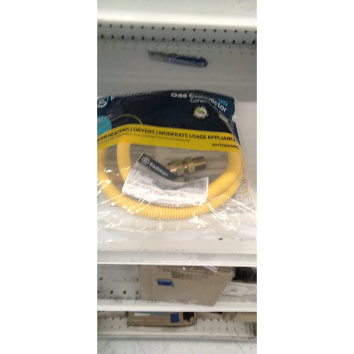 Eastman 60 Inch x 1/2 Inch OD Flexible Gas Line Connector with (2) 1/2 Inch MIP Fitting Ends for Natural Gas and Liquid Propane, Stainless Steel, Yellow, 20YE505060B