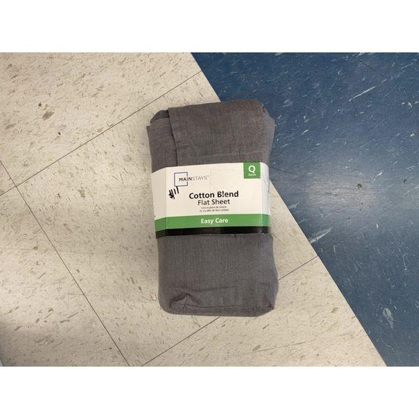 Mainstays Cotton Blend Flat Sheet - Easy Care, Gray, Queen Size Retail $15.00