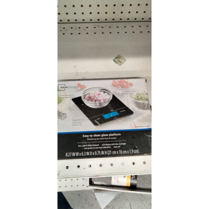 Mainstays Tempered Glass Slimline Digital Scale with Blue Backlit  Black
