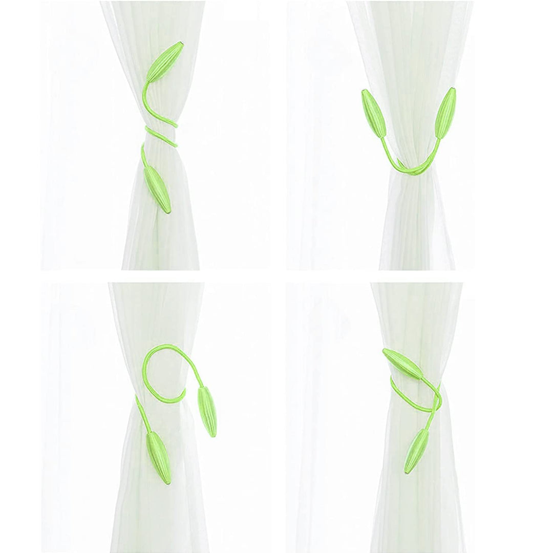 BAOANHLIFE Curtain Tiebacks Curtain Holders Clips | Curtain Ties for Drapes | Curtain Holdbacks | Curtain Tie Backs for Curtains 2 Pack | 65cm/25.60in Non-Slip Creative Window Decorative Home (Green)