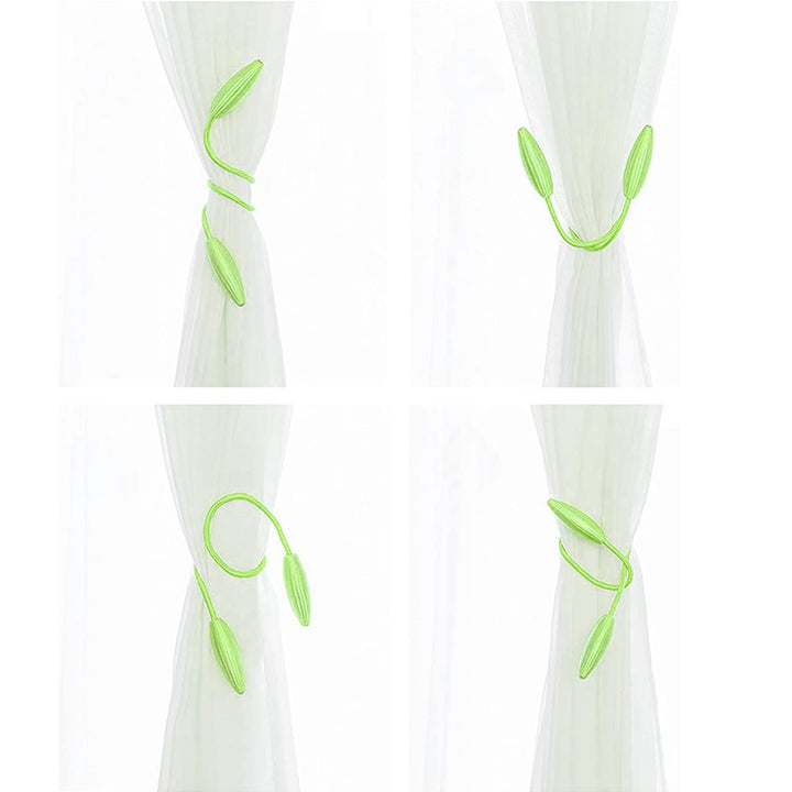 BAOANHLIFE Curtain Tiebacks Curtain Holders Clips | Curtain Ties for Drapes | Curtain Holdbacks | Curtain Tie Backs for Curtains 2 Pack | 65cm/25.60in Non-Slip Creative Window Decorative Home (Green)