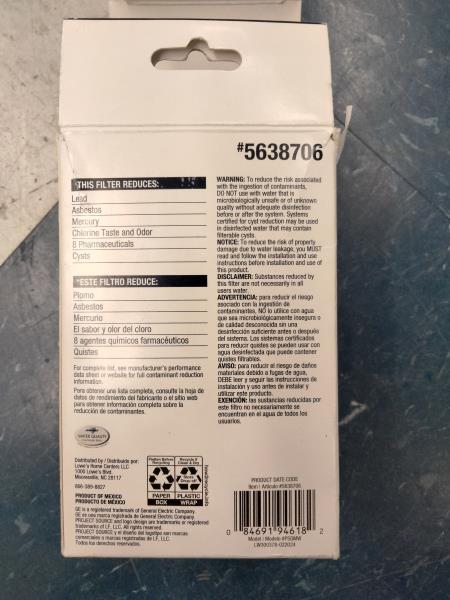 Project Source Refrigerator Water Filter - Filters 19 Impurities, GE Model #MWF Retail $25.00
