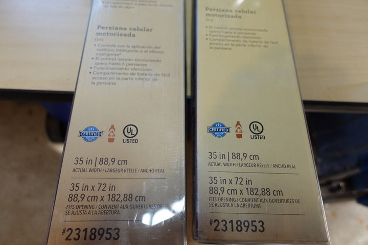 Allen + Roth 35-in X 72-in Motorized Cellular Shade, Gray