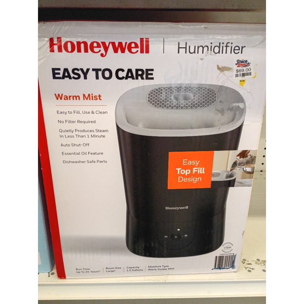 Honeywell 1.5 gal. 500 sq ft Filter Free Warm Mist Humidifier with Essential Oil Cup, Black, HWM440