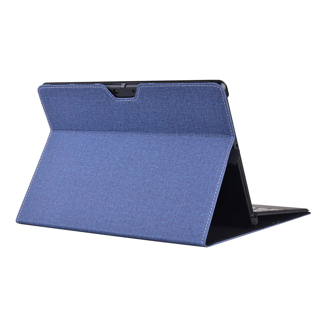 forubar case for Microsoft Surface Pro 10 for Business (2024 Release), Folding Sleeve Cover Accessories PU Leather Shell Protectiv Case, Compatible with Type Cover Keyboard, (Dark Blue)