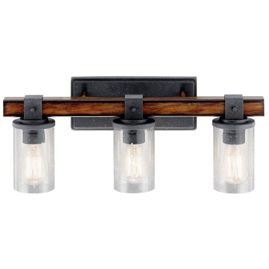 Kichler Lighting 3 Light Barrington Distressed Black and Wood Bathroom Vanity Light