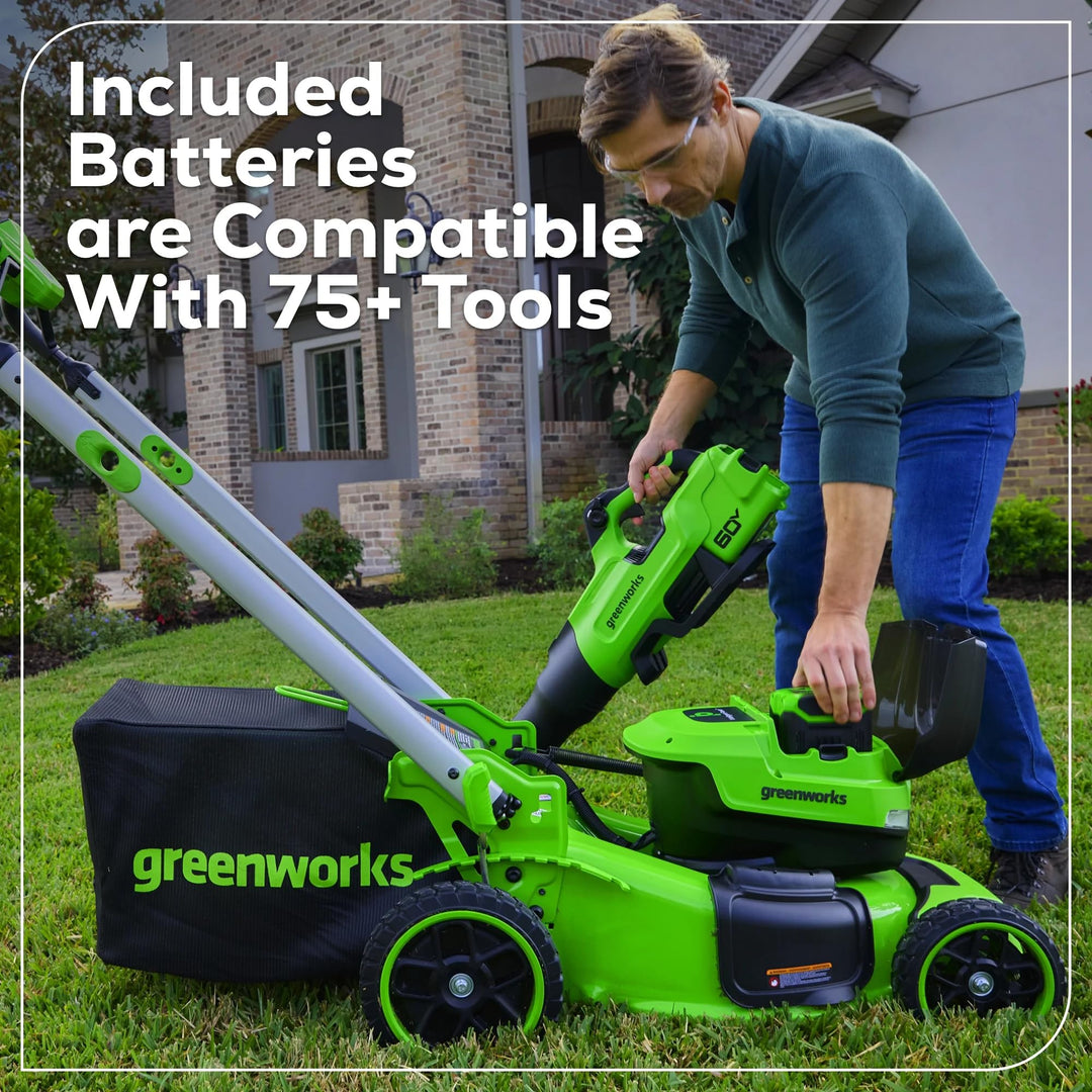 Greenworks 60V 21â€ Dual-Blade Self-Propelled Lawn Mower with (2) 5.0 Ah Batteries & Rapid Charger