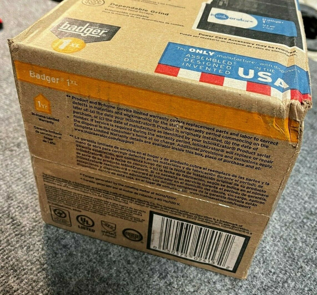 NEW InSinkErator Badger 1XL Garbage Disposal 1/3 HP Standard Series