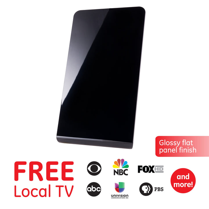 GE Flat Panel Indoor HDTV Antenna  40-mile Range  VHF UHF 1080P 4K  Black  48283