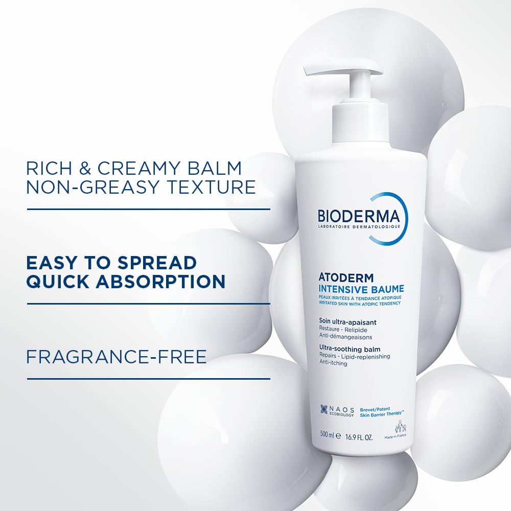 Bioderma Atoderm Intensive Balm Ultra-Nourishing Body Cream for Dry Skin, 16.9 Fl Oz