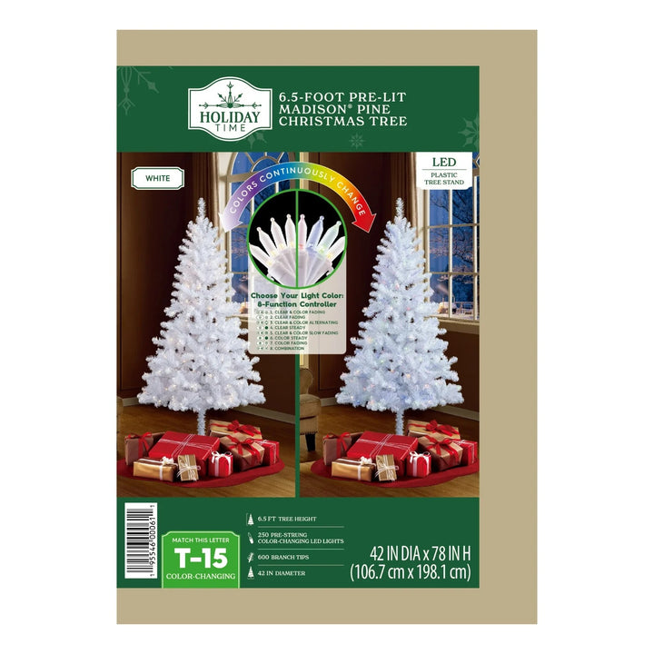 6.5ft Prelit White Madison Pine Artificial Christmas Tree Color-Changing LEDs Retail $99.00