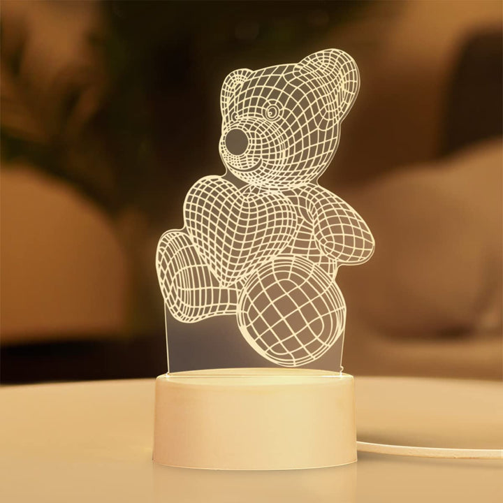 CUICANSHANG LoveBear TeddyBear Illusion Lamp Night Light for Kids LED Table Lamp Night Lamp Bedroom Decoration Holiday Presents Birthday Gifts for Children Boys Girls