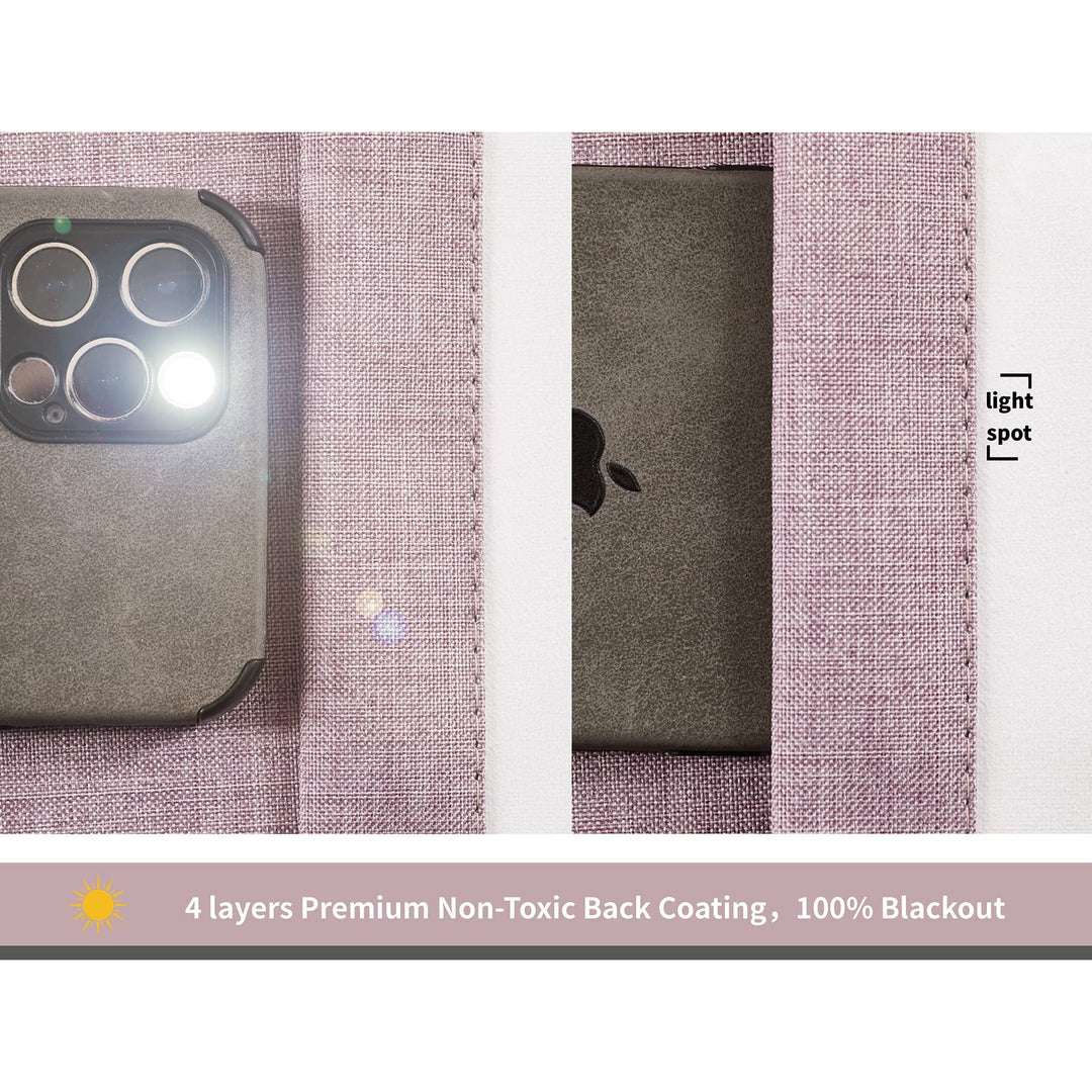 D E CURTAIN 100% Blackout Curtains for Bedroom, Full Room Darkening Curtains 96 inches for Quality Sleep Long 2 Panels(52 x 96 Inch,Light Purple Drapes)