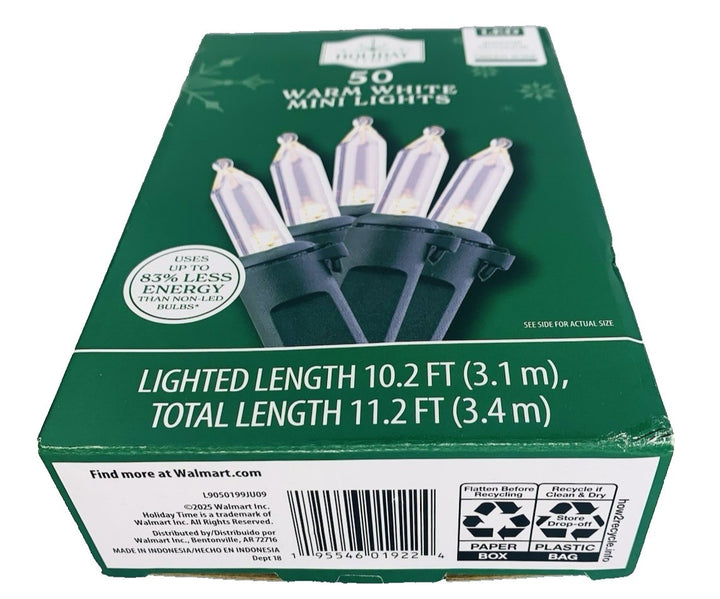 Clear Mini Light String 50 Count Christmas LED Warm White Green Wire Wedding 10 Retail $14.95