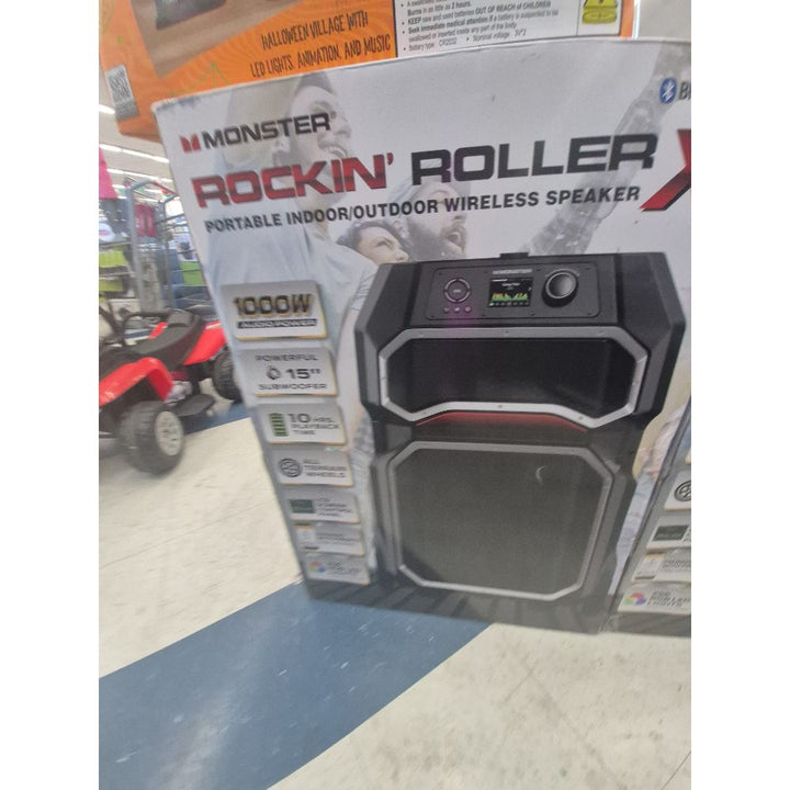 Monster Rockin' Roller X Portable Indoor/Outdoor Wireless Speaker - 1000W, 15" Subwoofer