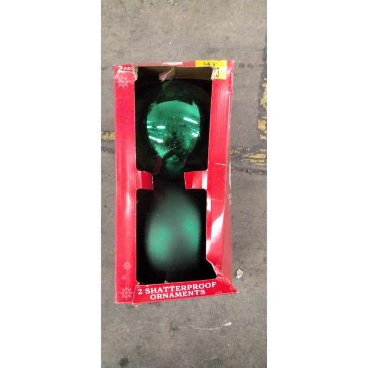 Holiday Time Shatterproof Ornaments - 2 Piece Set, Green Retail $5.00